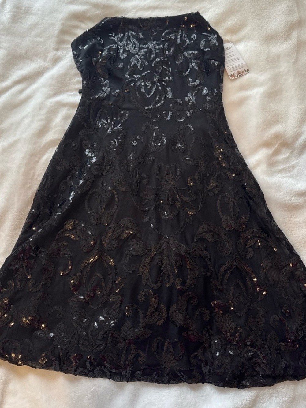 Black Sequin Mini Dress with Corset Back